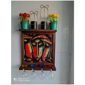 

Gold Metal Candle Holder Artificial Flowers Wall art pictures wooden wine hanging cup goblets organizer home kitchen Bar Decor