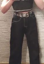 Vaqueros Mujer-Encuentro de estilo coreano limpiando pantalones Denim Vintage negro sólido alto cintura otoño Baggy Chic Ulzzang calle Casual