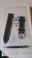 MAIKES-correa de cuero genuino para reloj, 20mm, 22mm, 24mm, accesorios para relojes DW, Galaxy Watch Gear s3