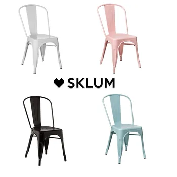 SKLUM - LIX Chair, Steel, Industrial Style, Vintage, Dining Room, Kitchen, Living Room, Stackable, Glossy Finish, Various Colors