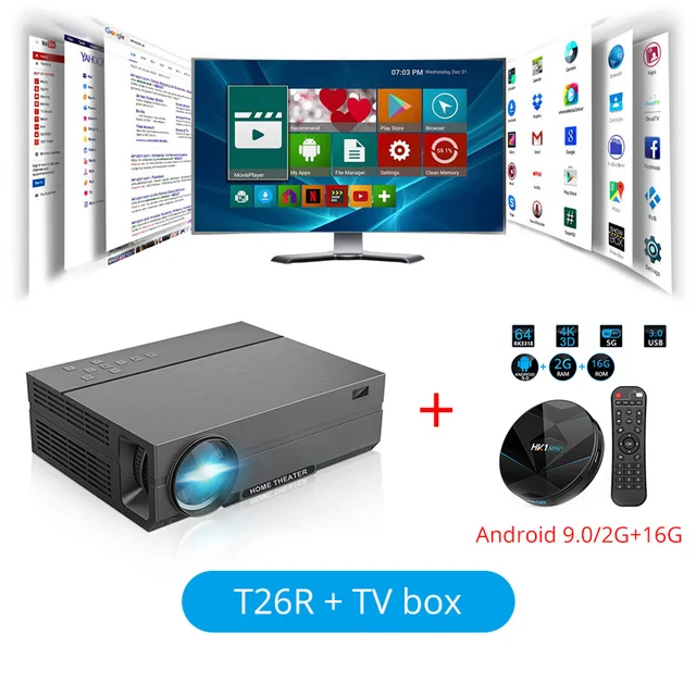 wall projector T26R Best LED Projector 1080P T26L Upgrade Version 6800 Lumens Home Video Theater For 4K Beamer HDMI-compatible Light Unicorn rca projector Projectors