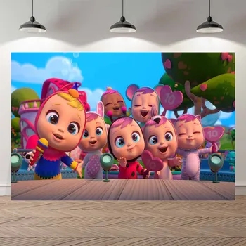 

SeekPro Happy Birthday Banner Backdrops Cry Babies Studio Photo Bacdrop Photography Backgrounds Wall Paper