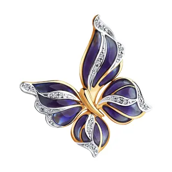 

Sokolov gold brooch with diamonds, fashion jewelry, 585, women's male