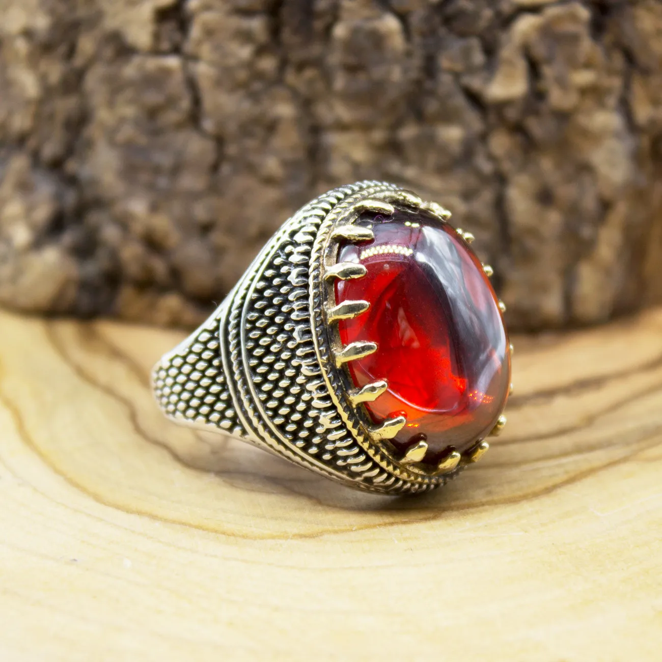 

925 Sterling Silver Ring for Men Red Zircon Stone Agate Onyx Stone Jewelry fashion vintage Gift Rings All Size Made in Turkey