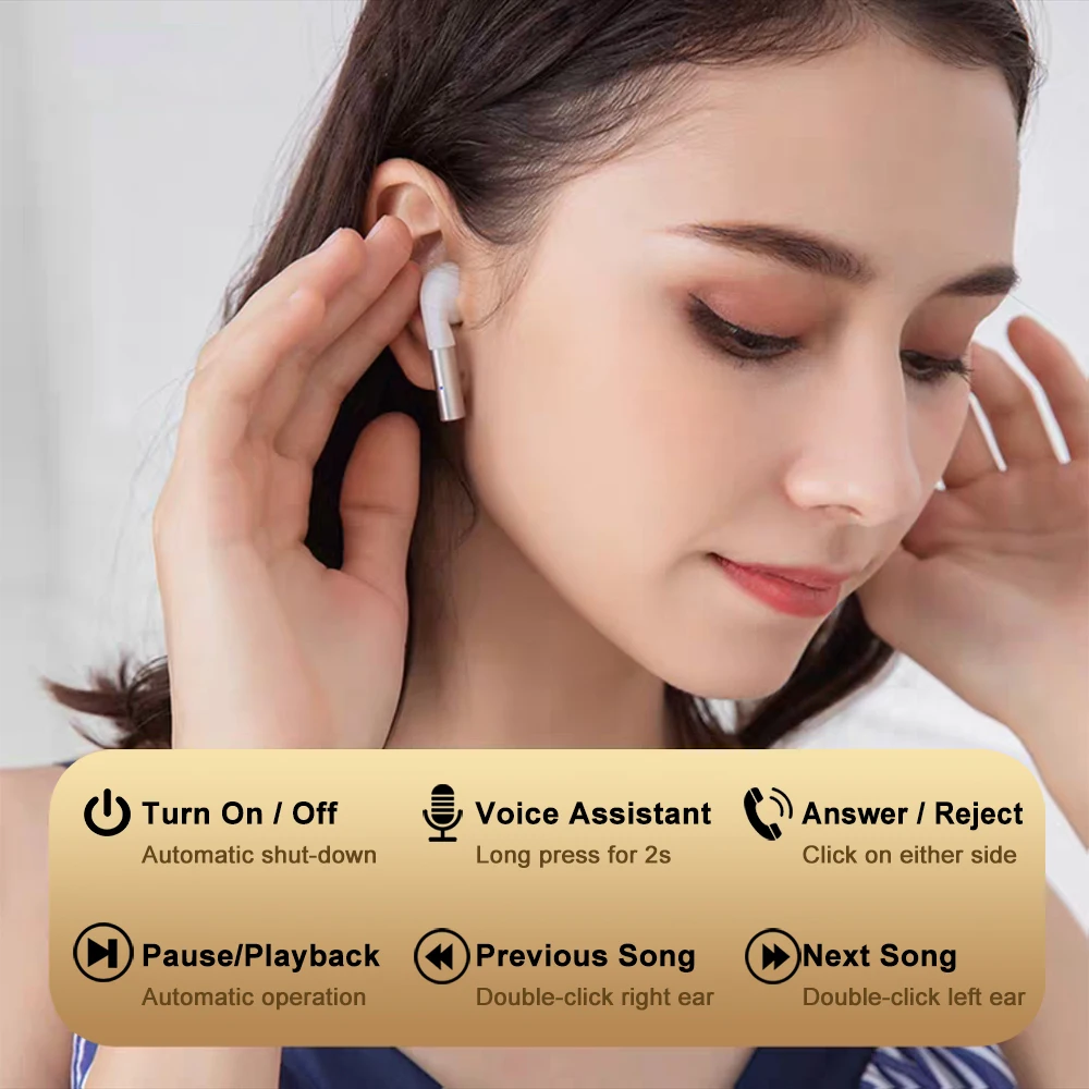 TWS Wireless Bluetooth Earphone Touch Control Wireless Earphones Hifi Stereo Earbuds Headset With Mic Smart Connect Headphones