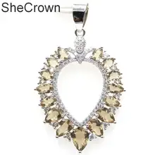 43x27 мм Классический созданный дымчатый топаз Белый CZ дамы подарок серебряный кулон