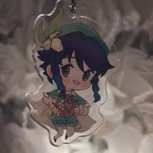 Genshin-Llavero de 11 estilos, Base de acrílico, regalo para seguidores, Genshin Impact Zhongli Diluc Venti Paimon