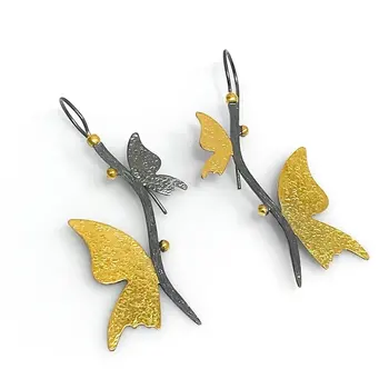 

Authentic Hand Production Custom Design Butterfly Silver Earrings