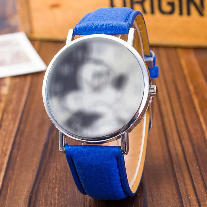 Новые женские часы с милым животным узором, модные кварцевые часы, повседневные Мультяшные кожаные часы для девочек, детские наручные часы, Relogio Feminino - Цвет: Deep blue