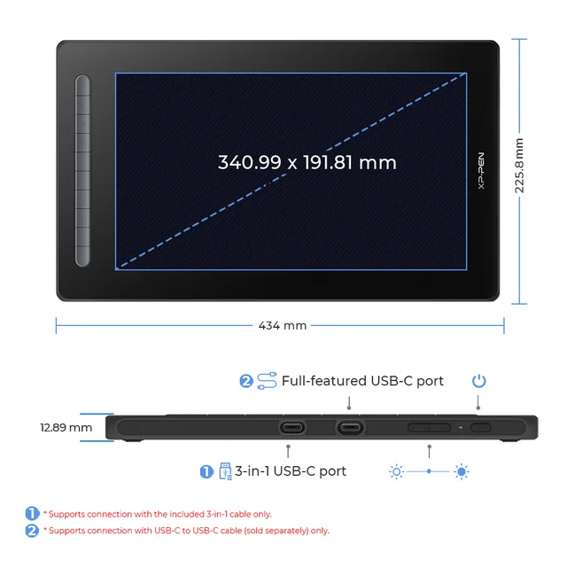 XPPen Artist 16 Graphic Tablet Monitor Drawing Pen Display 127% sRGB X3-powered Stylus 10 Keys Tilt Support Windows Mac Android 2