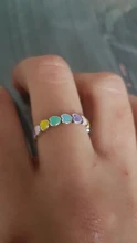 LEKANI-anillo de compromiso romántico para mujer, de Plata de Ley 925 auténtica, sortijas de Corazón Arco Iris apilables, joyería fina