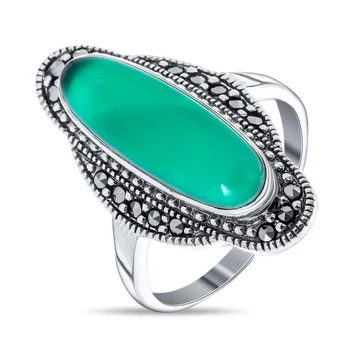 

Silver ring with marcasite and agate green Sint.