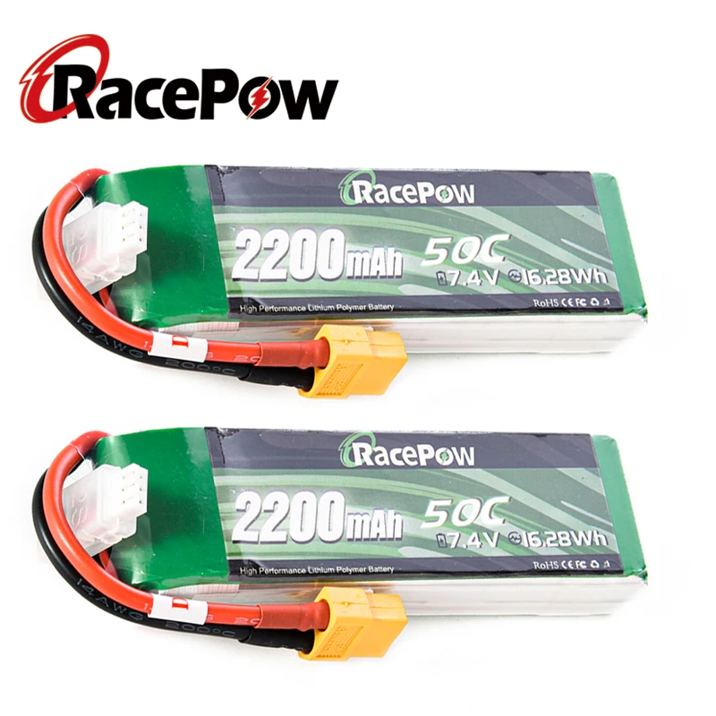 RacePow 2200mAh 50C 2S 7 4 V RC Lipo батарея с разъемом XT60 для Traxxas Evader BX Car Truck Truggy самолет UAV Дрон 2