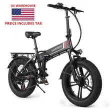 SAMEBIKE – vélo électrique T7 avec pneus larges de 20 pouces, moteur de 48V et 750W, avec SUSPENSION complète, et SHIMANO 7 vitesses