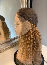 Color rubio rizado 13X4 frente de encaje pelucas de cabello humano Pre arrancado 180% brasileño encaje Frontal pelucas de cabello Remy rizado para las mujeres