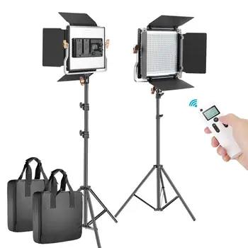 

Neewer 2 Packs Advanced 2.4G LED Video Light Photography Lighting Kit,Dimmable Bi-Color LED Panel,Wireless Remote + Light Stand