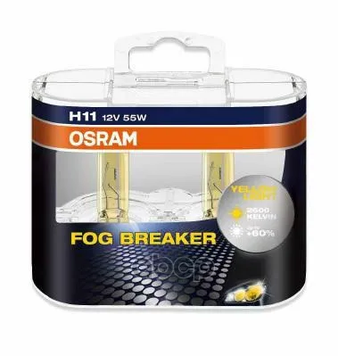 Комплект Ламп H11 12v 55w Pgj19-2 Fog Breaker 60% Больше Света 2600к 2шт.(1к-Т) Osram арт. 64211FBRHCB |