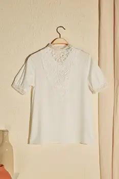 

Trendyol Ruched Sheer Neckline Knitted Blouse TWOSS20BZ1739