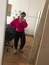 LUNDUNSHIJIA 2020 nueva primavera y otoño de las mujeres es holgado de punto suéteres señoras con cuello en V y manga larga de moda Rosa Cardigan rojo abrigos