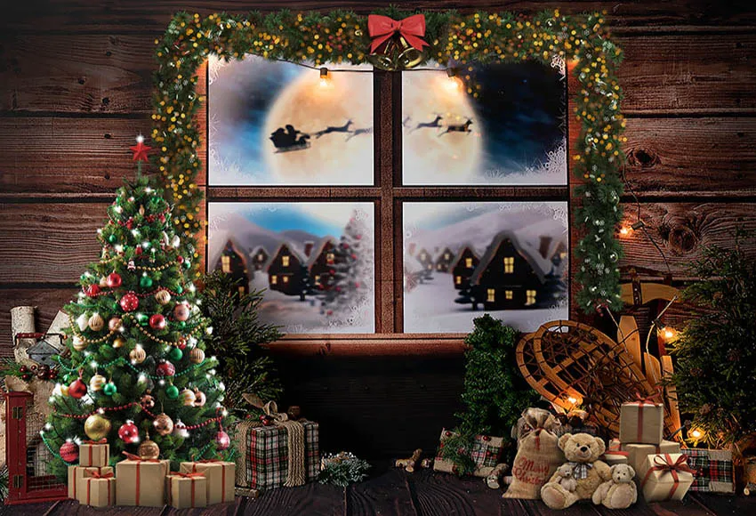 Avezano фон для фотосъемки Зимний снег рождественская елка ретро стена подарок вспышка декорации фотостудия фото реквизит