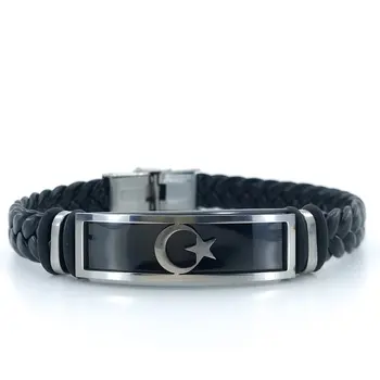 

The moon the stars Mesh Leather Steel Male Bracelet