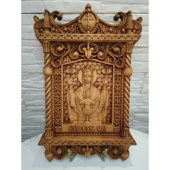 

Carved unique icon of the Holy Virgin impending bowl size 30-46 cm