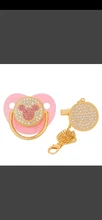 BLINGONLY Luxury Rhinestone Chupete Pink Bling Baby Pacifier With Clip
