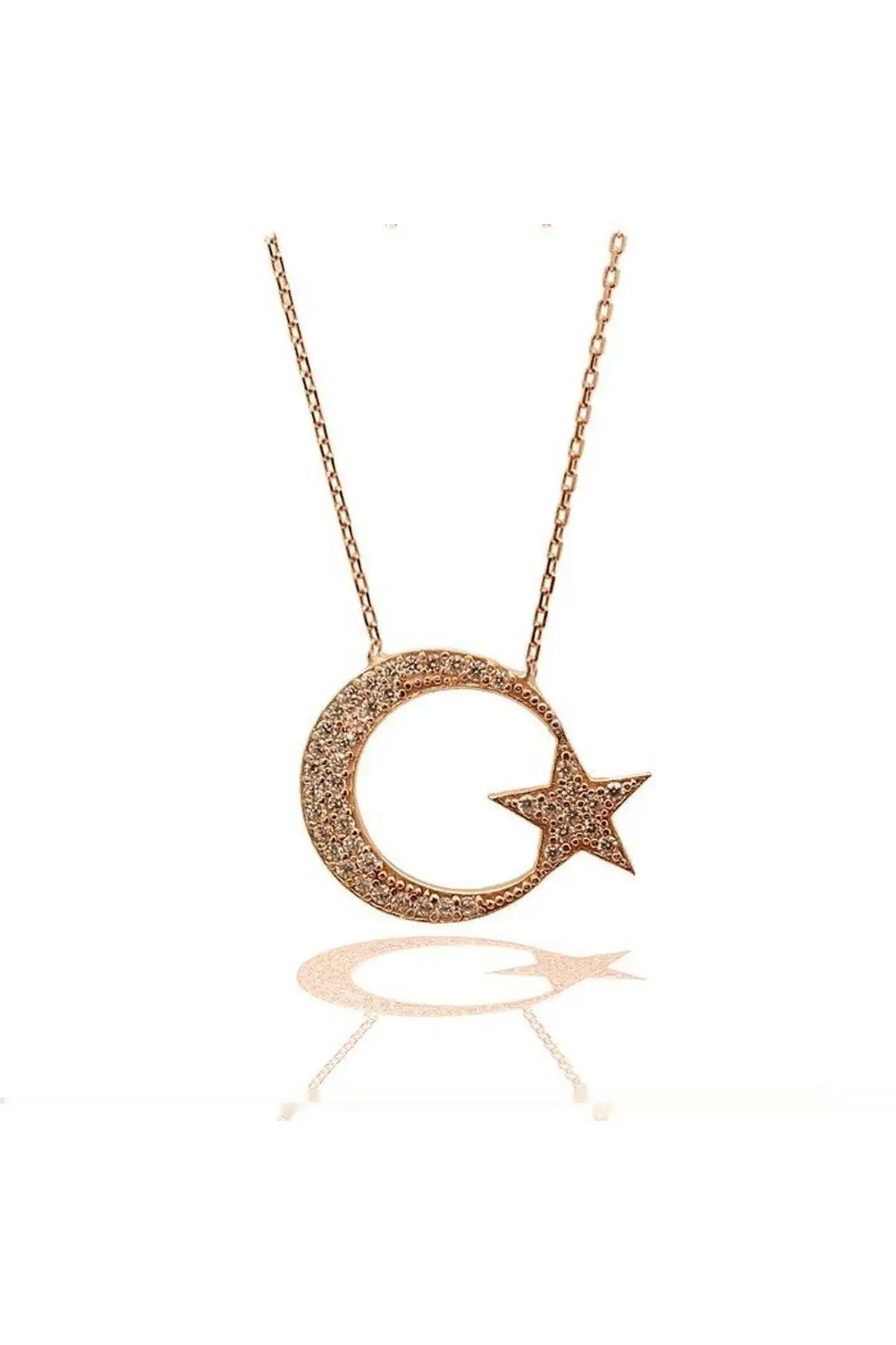 

Silver Rose the Moon the stars Lady Necklace Rose