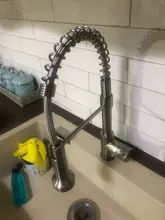 Grifos de latón para fregadero de cocina, escobilla, Palanca única, resorte extraíble, mezcladores, agua fría y caliente, grúa 9009