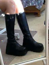 BONJOMARISA de moda botas de plataforma de tacón grueso cuñas media pantorrilla botas de mujer casual de marca de fondo grueso zapatos de invierno Mujer