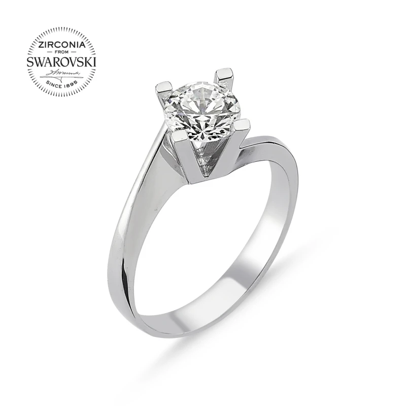Серебряное 925 пробы обручальное кольцо с цирконием Swarovski|Кольца| |