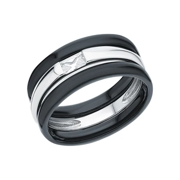 

Silver ring with ceramics and cubic zirconia sunlight sample 925