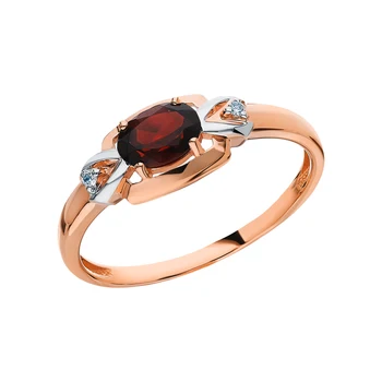 

Gold ring with garnet and diamonds sunlight sample 585