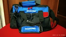 WORKPRO-Bolsa de herramientas de alta resistencia para hombe, organizador de utensilios de 14/15/16 pulgadas de gran capacidad, multibolsa, bandolera
