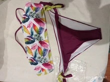 Two-Piece Suit Bikini-Set Beachwear Tube-Top Swimwear Women Bathing Print Plus-Size Floral