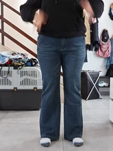 Denim Pants Jeans Leg-Trousers Boot-Cut Flared Mens Clothing Loose Blue Large-Size Fashion