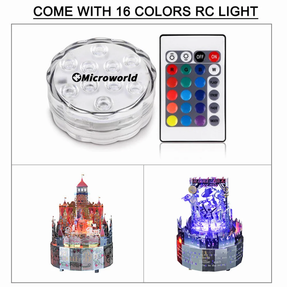 Microworld 3D Metal Theme Rotating Music Box Puzzle Models Kits DIY Laser Cutting Jigsaw Educational Toys Gifts For Girls Adult