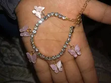 Tobillera de mariposa para mujer, cadena de tenis con diamantes de imitación, joyería para pie, tobillera de playa para verano