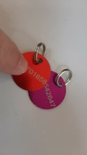 Etiquetas redondas de aluminio para identificación de mascotas, identificación de nombre personalizada, teléfono, 2 unidades por lote