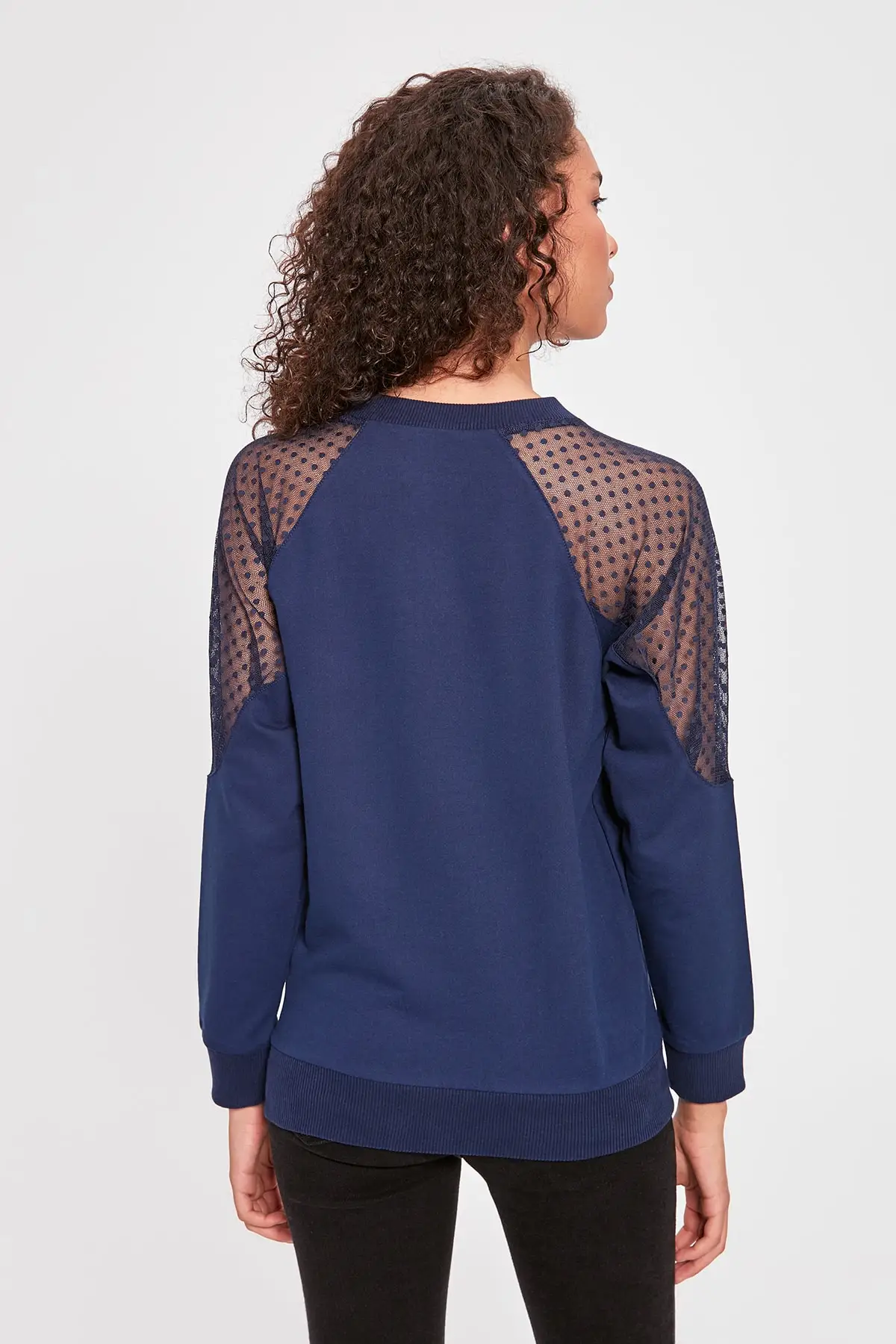 Trendyol Индиго Тюль детальный базовый вязаный свитер TWOAW20SW0194