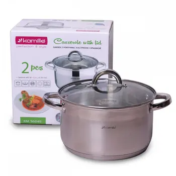 

Pan 6.5L stainless steel with lid and hollow handles Kamille, kml-5624s