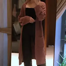 DICLOUD-cárdigan largo de moda para mujer, suéter de punto suelto Harajuku, chaqueta informal de color negro, abrigo de gran tamaño, otoño