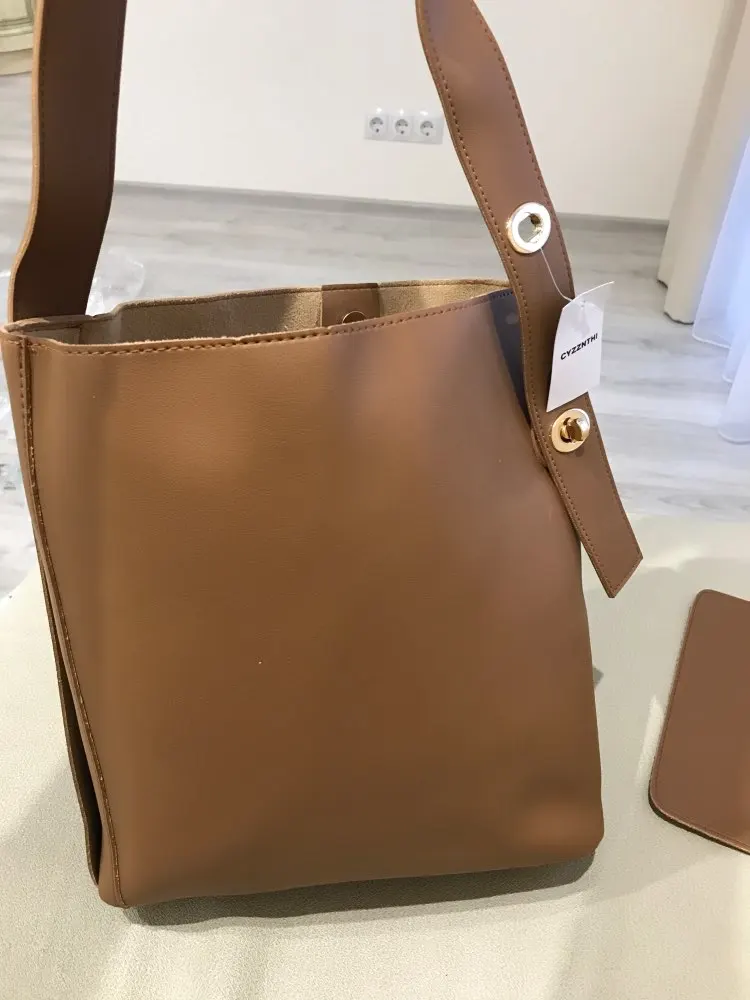 Fashion All Match Bucket Bag Simple Style Pu Leather One Shoulder Women'S Handbags  Female Bag Casual Xuew98 photo review