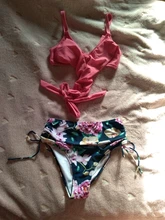 Swimsuit Sexy Bikini-Sets Bathing-Suits CUPSHE Push-Up Pink Two-Pieces High-Waist Floral-Print