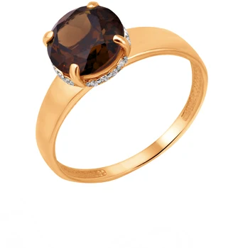 

Gold ring with раухтопазами and cubic zirconia sunlight sample 585