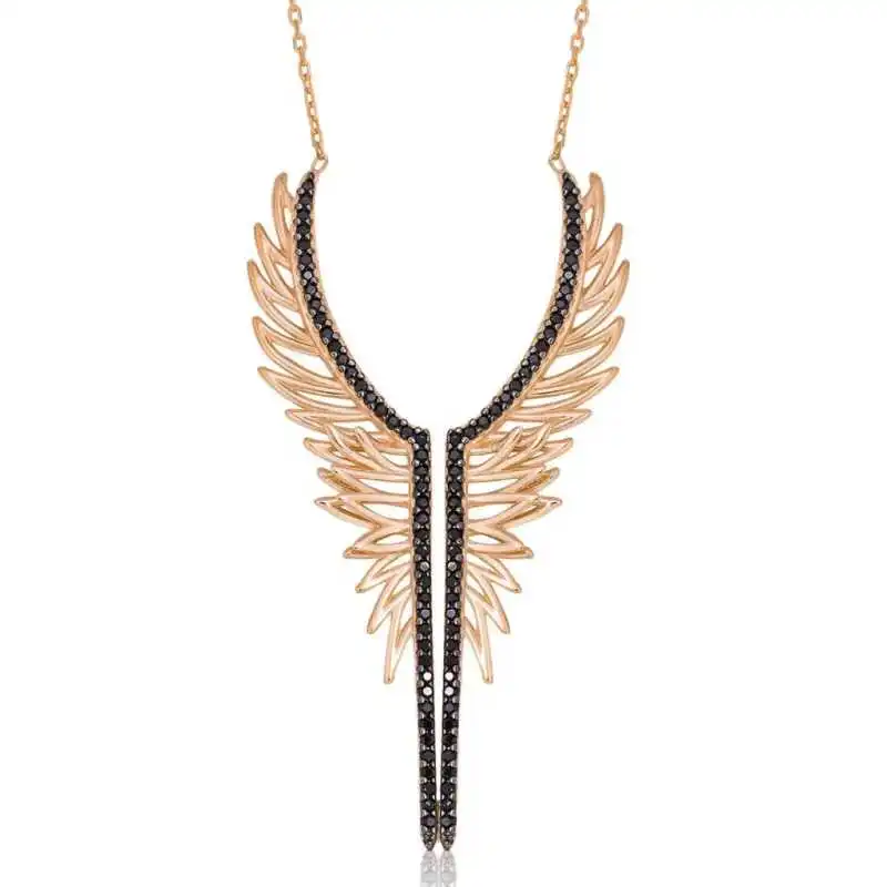 KUTAYDAN 925 Sterling Silver Angel Wing Lady Necklace