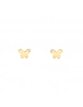 

Gold baby or girl butterfly earrings with zircon (9kts)