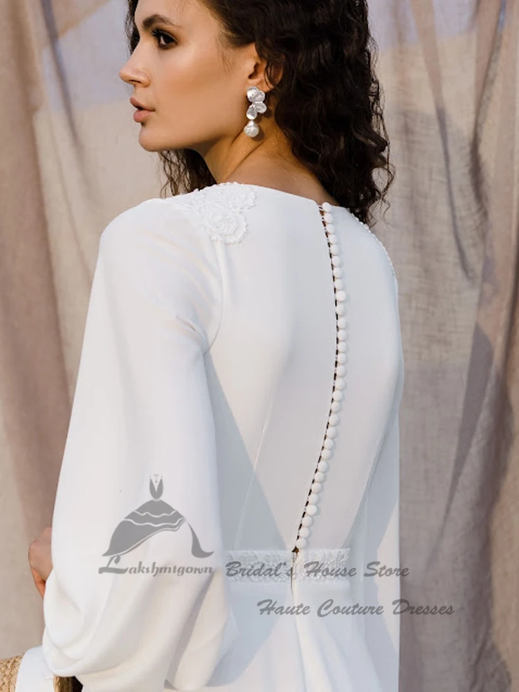 affordable wedding dresses Muslim Robe Satin Long Sleeve Wedding Dress O-neck Elegant Bridal A Line Wedding Dresses Lace Appliques Vestido de Noiva 2022 bridesmaid dresses