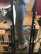 Weekeep-Pantalones vaqueros de cintura alta para mujer, ropa de calle recta para mujer, pantalones cargo de algodón 100% con bolsillos de retazos color azul