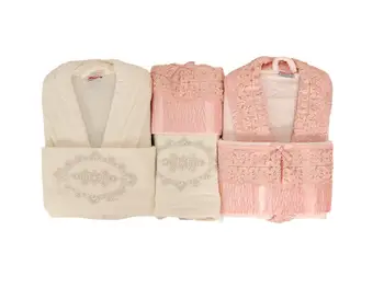 

Sultan Velvet Piliseli Dowries Robe Set Cream-Powder